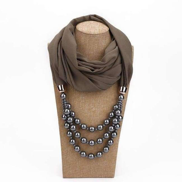 Planet Gates 13 / one size New Pendant Scarf Necklace Pearls Necklaces For Women Chiffon Scarves Pendant Jewelry Wrap Foulard Female Accessories