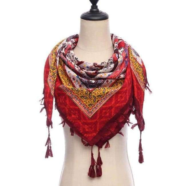 Planet Gates 13-red New brand women scarf square cotton shawls and wraps lady pashmina Tassels Bohemia foulard winter female bandana hijabs