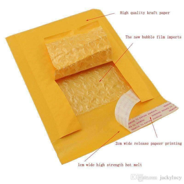 Planet Gates 130*210 mm+40mm Yellow Kraft Paper Mail Envelope Bag PE Bubble Padded Envelopes Packing Bags Shipping Supplies Top Quality Free