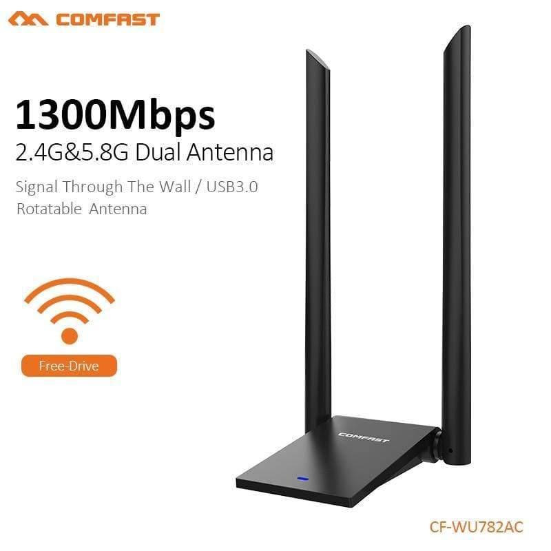 Planet Gates 1300Mbps Dual Band Through Wall USB Wireless Adapter 2.4G&5.8G USB3.0&USB2.0 6dBi Antenna CF-WU782AC