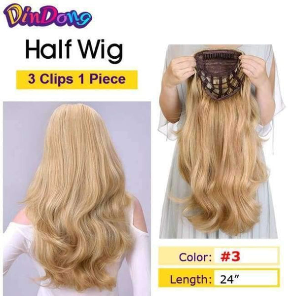Planet Gates 130M# / 24inches Synthetic Fish Line Hair Wavy Clip in Hair Extensions 3/4 Half Wig 3 Styles Available Premium Heat Resistant Hair