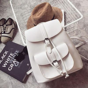 Planet Gates 1320a Trendy Female Drawstring PU Leather Backpacks Teenage Girls Small School Bags Women High Quality Casual Rucksack