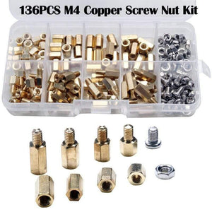 300 PCS M2/M3/M4 Hex Brass Copper Pillar Stand Off Hex Column Spacer Screw Nut Fastener Tool Set For Machine Automobile Kit