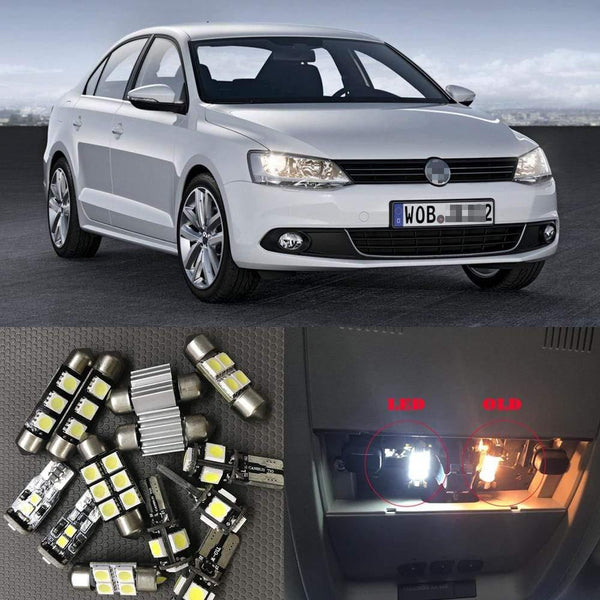 Planet Gates 13pcs Bright Auto Interior LED Light Bulbs White Canbus Kit For 2014 Volkswagen VW Jetta 6 MK6 VI Map Dome Vanity Mirror Lamp