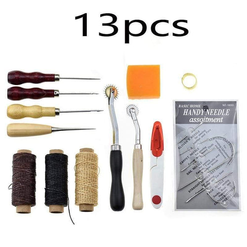 Planet Gates 13pcs Professional 37 Pcs Leather Craft Tools Kit Hand Sewing Stitching Punch Carving Work For DIY Handmade Leathercraft Accessories