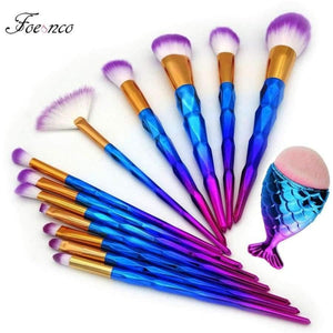 Planet Gates 13Pcs Unicorn Diamond Makeup Brush Set Mermaid Foundation Powder Cosmetics Rainbow Eyeshadow Face Kabuki Make Up Brush Tools Kit
