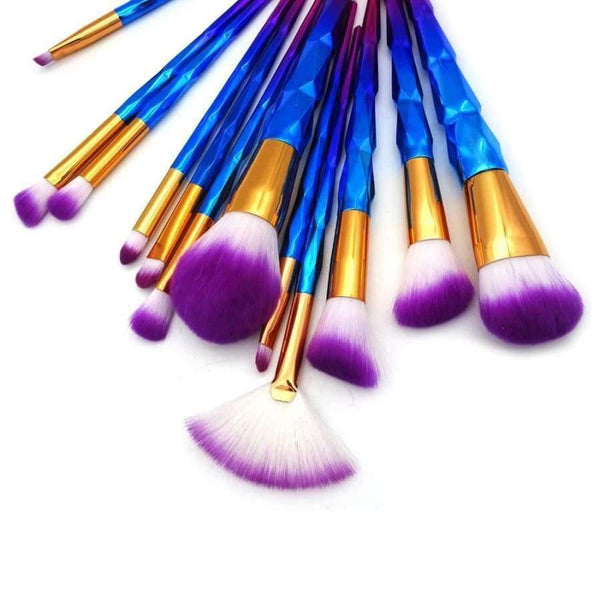 Planet Gates 13Pcs Unicorn Diamond Makeup Brush Set Mermaid Foundation Powder Cosmetics Rainbow Eyeshadow Face Kabuki Make Up Brush Tools Kit