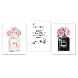 Planet Gates 13x18cm No Frame / 04 Perfume Bottle Wall Art Perfume Posters and Prints Beauty Begins Quote Print Watercolor Flower Pictures Bedroom Decoration