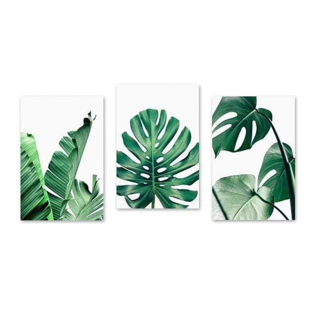 Planet Gates Tropical Leaf Print Posters Monstera Leaf Palm Banana Canvas Painting Green Leaves Wall Art Living Room Decoration Pictures