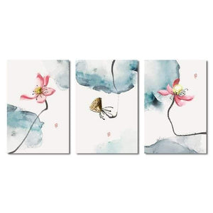 Pink Lotus Poster Chinese Style Elegant Canvas Flower Wall Art Hd Print Painting Home Decoration For Gallery Living Room