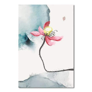 Pink Lotus Poster Chinese Style Elegant Canvas Flower Wall Art Hd Print Painting Home Decoration For Gallery Living Room