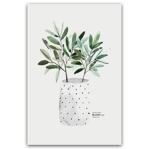 Planet Gates 13x18cm No Frame / Photo Color 3 Simple Watercolor Vase Green Plant Art Poster Wall Art Print Canvas Painting Picture Modern Home Living Room Decoration Custom