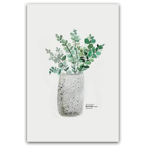 Planet Gates 13x18cm No Frame / Photo Color 6 Simple Watercolor Vase Green Plant Art Poster Wall Art Print Canvas Painting Picture Modern Home Living Room Decoration Custom