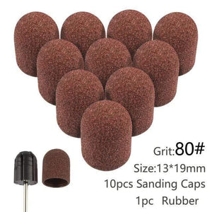 Planet Gates 13x19 Brown 80 10pcs Nail Sanding Caps With Rubber Gel Polish Remover Nail Drill Bit Mill Grinding Sand Cap Pedicure Tool for Manicure Machine