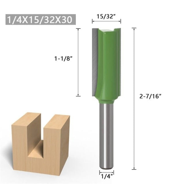 Planet Gates 14 1/4 Inch 6mm Shank Straight Bit Milling Cutter Single Double Flute Wood Cutters Tungsten Carbide Router Bit Woodworking Tool Set