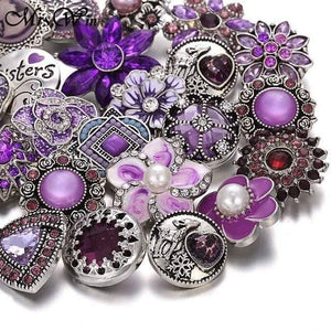 Planet Gates 14 10pcs/lot High Quality Snap Button Jewelry DIY Crystal Rhinestone Flower 18mm 20mm Metal Snap Buttons Fit Snap Bracelet Bangle