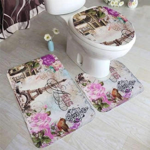 Planet Gates 14 3Pcs/set Bathroom Mat Set Toilet Rug Ocean World Flannel Anti Slip Bath Mat Rugs Home Decor Bathroom Products