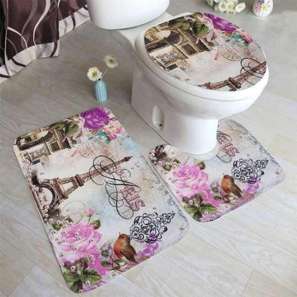 Planet Gates 14 3Pcs/set Bathroom Mat Set Toilet Rug Ocean World Flannel Anti Slip Bath Mat Rugs Home Decor Bathroom Products