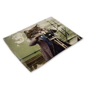 Planet Gates 14 / 42X32CM Designs Cartoon Cat Table Mats For Dining Table Mermaid King Bowl Tableware Pad Coaster Kitchen Accessories Retro