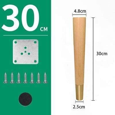 4pcs/lot Wood Legs TV Cabinet Support Sofa Legs Furniture Accessory Brass Gold Cups Solid Wooden Feet