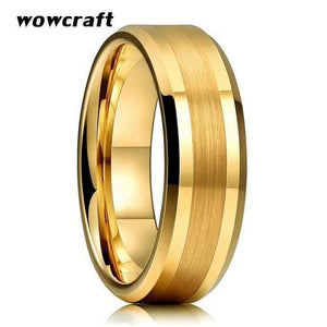 Planet Gates 14 / 6MM Width Gold Tungsten Carbide Wedding Band Rings Beveled Edges Polished Matte Finish Comfort Fit Personal Customize