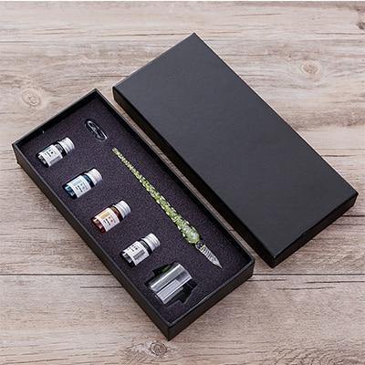Planet Gates 14 Glass Dip Pen Signature Pen Fountain Pens Bussiness Offices School Stationery Gift Set Pen + Ink Set