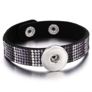 Planet Gates 14 Jewelry Rhinestone Leopard Leather 18mm Snap Button Bracelet Couple Punk Leather Bracelet Armband Snap Jewelry
