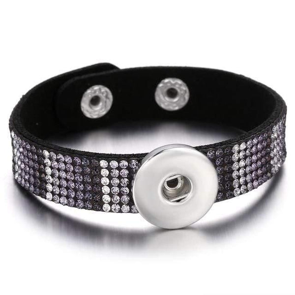 Planet Gates 14 Jewelry Rhinestone Leopard Leather 18mm Snap Button Bracelet Couple Punk Leather Bracelet Armband Snap Jewelry