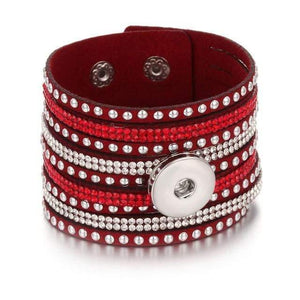 Planet Gates 14 Jewelry Wide Multilayer Crystal Rivet Leather Snap Bracelet 18mm Snap Button Bracelet DIY Buttons Jewelry For Women