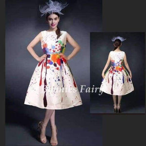 Planet Gates 14 / L Celebrity-inspired Women Elegant Vintage Retro Flower Floral Print Vest Dresses Sleeveless O-Neck Vestido de Fiesta