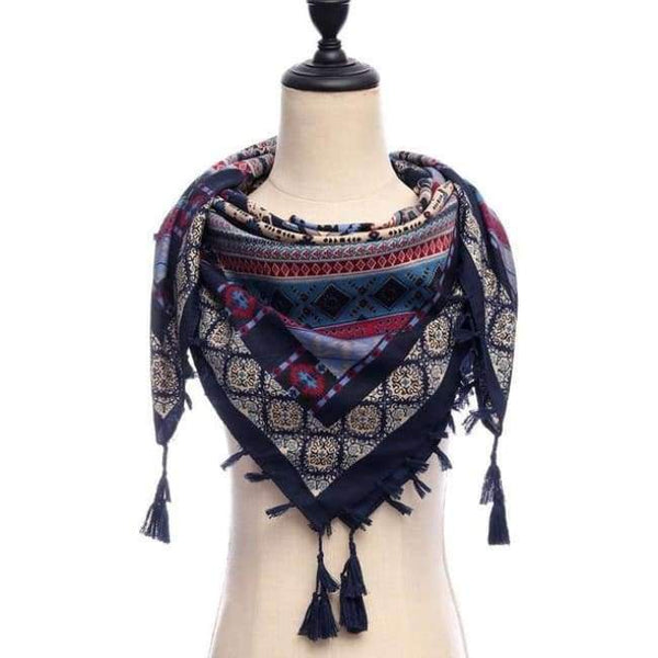 Planet Gates 14-navy New brand women scarf square cotton shawls and wraps lady pashmina Tassels Bohemia foulard winter female bandana hijabs