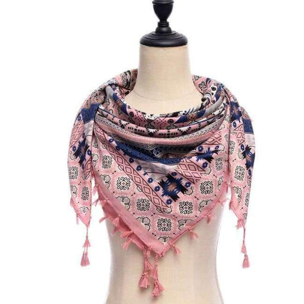 Planet Gates 14-pink New brand women scarf square cotton shawls and wraps lady pashmina Tassels Bohemia foulard winter female bandana hijabs