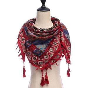 Planet Gates 14-red New brand women scarf square cotton shawls and wraps lady pashmina Tassels Bohemia foulard winter female bandana hijabs