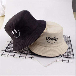 Planet Gates 14 smile Casual Sun Hat Letter Bucket Hat Men Women Bob Hip Hop Caps Summer Panama Foldable Double Sided Dance Hat Casual