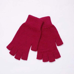 Planet Gates 14 Wine red / Elastic Sparsil Women Men Half Finger Cashmere Glove Short Wool Knitted Wrist Mitten Winter Warm Unisex Wool Stretch Fingerless Gloves