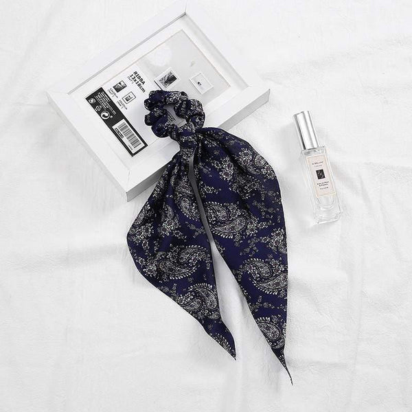 Women Streamers Scrunchies Polka Dot Floral Print Elastic Bow Hair Rope Girl Hair Ties Korean Sweet Hair Accessories Headwear