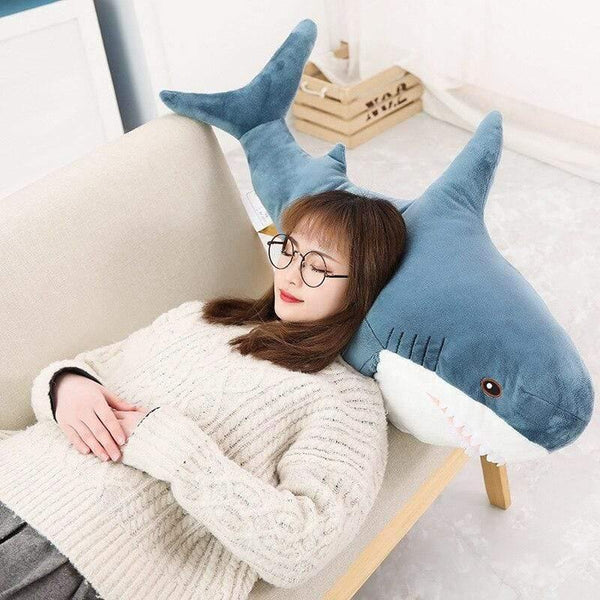 140cm Giant Big Funny Soft Bite Shark Plush Toy Stuffed Cute Animal Reading Pillow Appease Cushion Doll  Gift For Children Baby