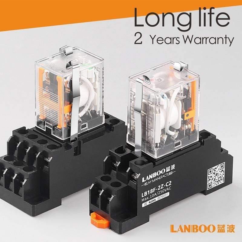 Planet Gates 141909 LANBOO HH52P MY2NJ Relay Coil General DPDT Micro Mini Electromagnetic Relay Switch With Socket Base LED AC 220V DC 12V