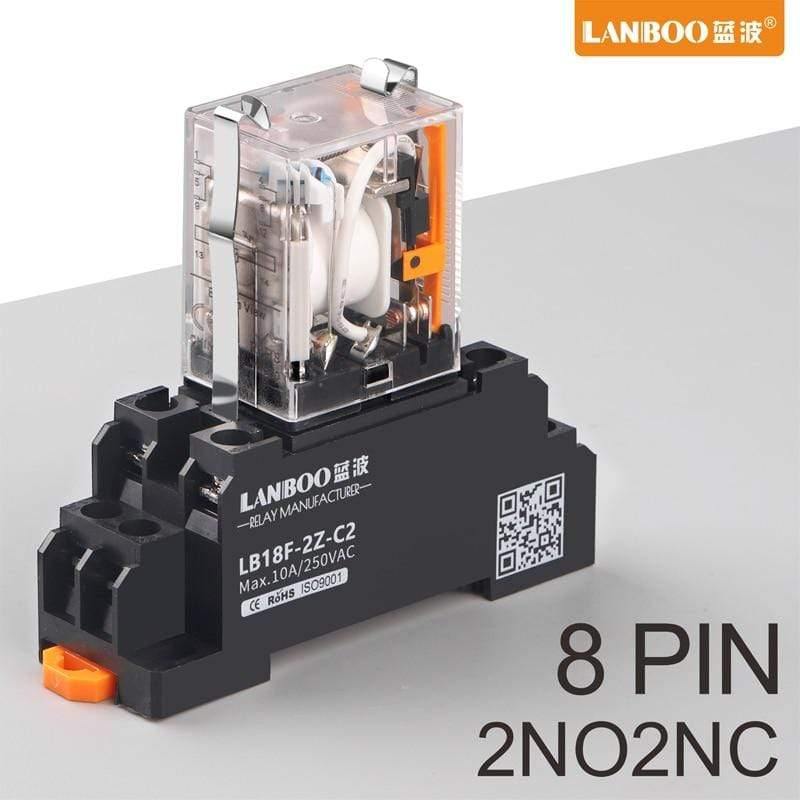 Planet Gates 141909 LANBOO HH52P MY2NJ Relay Coil General DPDT Micro Mini Electromagnetic Relay Switch With Socket Base LED AC 220V DC 12V