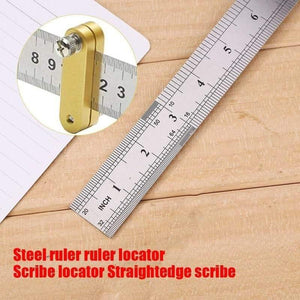 Planet Gates 14200602 Fashion Steel Ruler Positioning Block Woodworking Scribe Drawing Mark Line Gauge Carpenter DIY Measuring Tool Carpenter Tools (1pc)