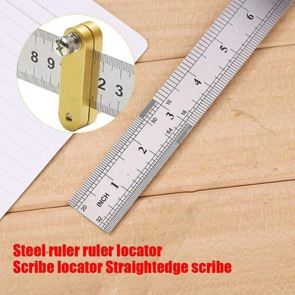 Planet Gates 14200602 Fashion Steel Ruler Positioning Block Woodworking Scribe Drawing Mark Line Gauge Carpenter DIY Measuring Tool Carpenter Tools (1pc)