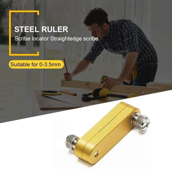 Planet Gates 14200602 Fashion Steel Ruler Positioning Block Woodworking Scribe Drawing Mark Line Gauge Carpenter DIY Measuring Tool Carpenter Tools (1pc)