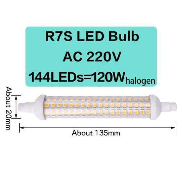 Planet Gates 144LED 12W 135MM / Yes / Cold White R7S J78 J118 Led Bulb Corn Lamp Dimmable 78mm 118mm 135mm 189mm Replace Halogen 150W 500W Floodlight Spot Light AC 220V 110V