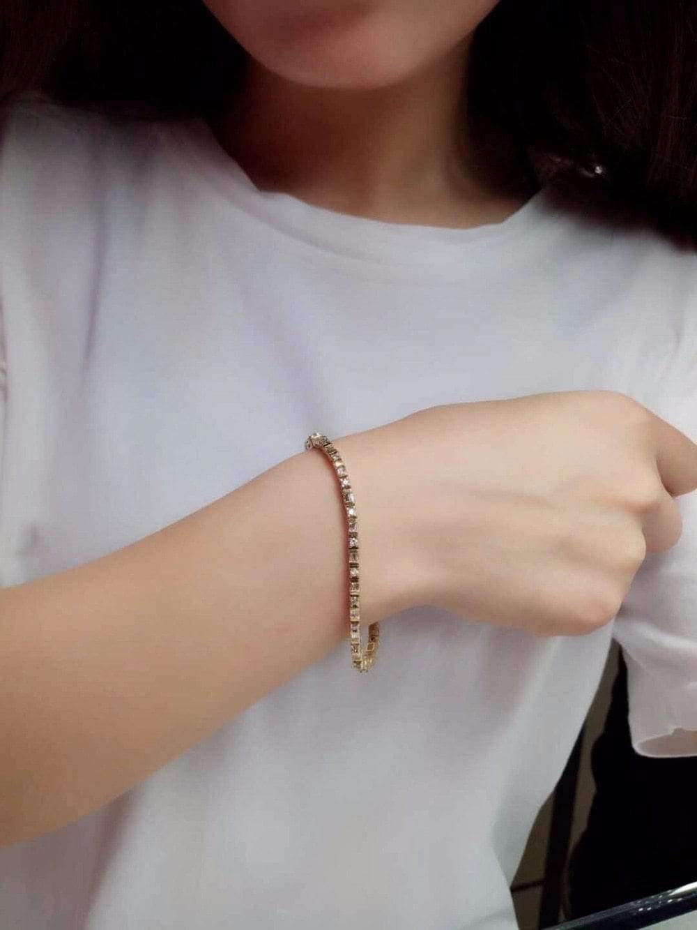 Planet Gates 14K Gold G14K 100% Natural White Diamonds Gemstones Love Jewellery Bracelets for Women's Fine Female Bracelets