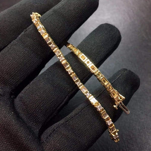 Planet Gates 14K Gold G14K 100% Natural White Diamonds Gemstones Love Jewellery Bracelets for Women's Fine Female Bracelets