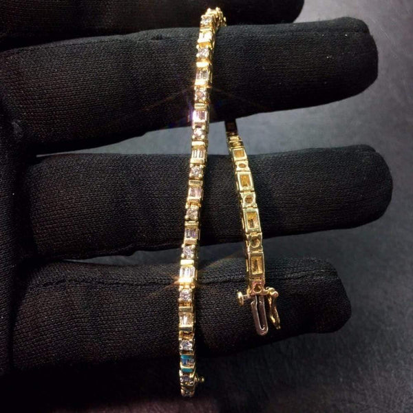 Planet Gates 14K Gold G14K 100% Natural White Diamonds Gemstones Love Jewellery Bracelets for Women's Fine Female Bracelets