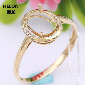 Planet Gates 14k Yellow Gold Engagement Wedding Ring Women 6x8mm Oval Cut Semi Mount Ring Natural Diamonds