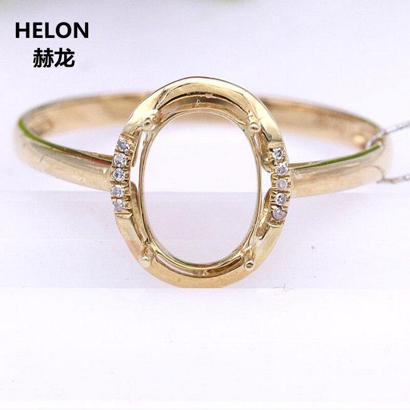 Planet Gates 14k Yellow Gold Engagement Wedding Ring Women 6x8mm Oval Cut Semi Mount Ring Natural Diamonds