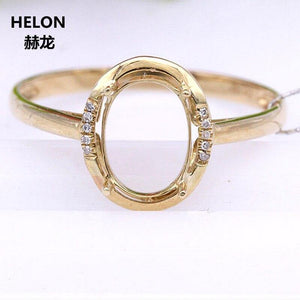 Planet Gates 14k Yellow Gold Engagement Wedding Ring Women 6x8mm Oval Cut Semi Mount Ring Natural Diamonds