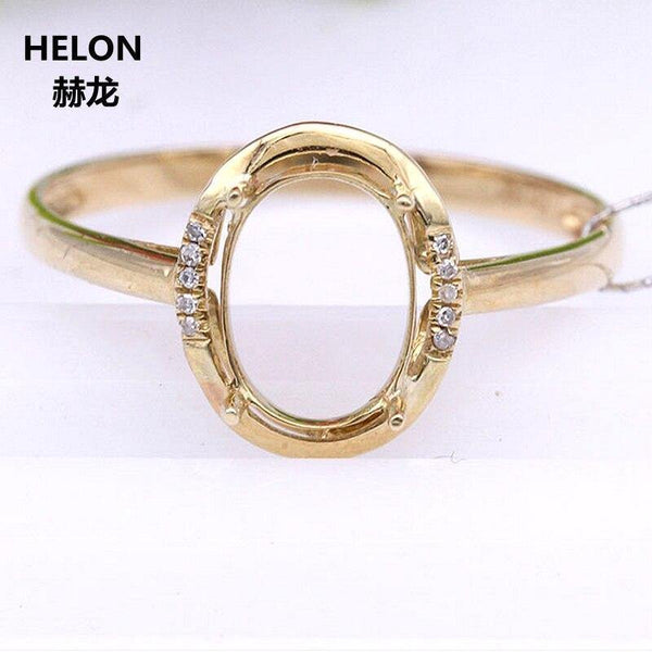 Planet Gates 14k Yellow Gold Engagement Wedding Ring Women 6x8mm Oval Cut Semi Mount Ring Natural Diamonds